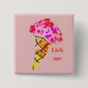 Ice Cream Cone-Button Vierkante Button 5,1 Cm