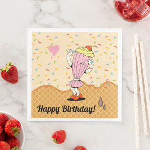 Ice Cream Cone Characters Party Table Confetti Servet
