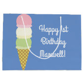 Ice Cream Cone Cute 1st Birthday Gift Bag Groot Cadeauzakje (Achterkant)