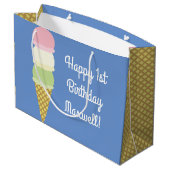 Ice Cream Cone Cute 1st Birthday Gift Bag Groot Cadeauzakje (Achterkant Gekanteld)