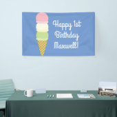 Ice Cream Cone Cute 1st Birthday Party Banner (Beurs)