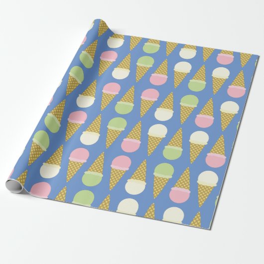 Ice Cream Cone Cute 1st Birthday Wrapping Paper Cadeaupapier (Uitgerold)