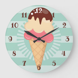 Ice Cream Cone - Cute Chocolate Vanilla Mint Green Grote Klok