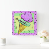 Ice Cream Cone Deco Vierkante Klok (Huis)