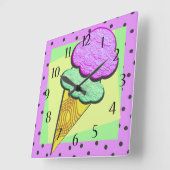 Ice Cream Cone Deco Vierkante Klok (Hoek)