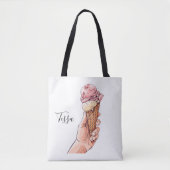 Ice Cream Cone Design Monogram Naam Draagtas (Voorkant)