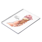 Ice Cream Cone Design Monogram Naam Notitieboek (Linkerzijde)