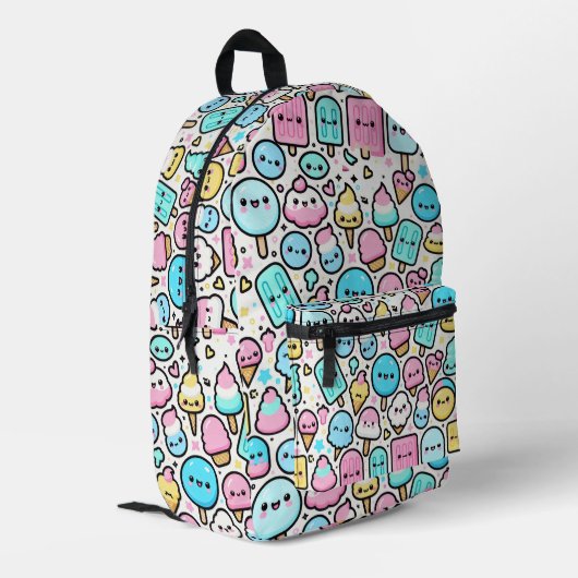 Ice Cream Cone en Popsicle Doodles Bedrukte Rugzak (Achterkant Hoek Links)