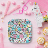 Ice Cream Cone en Popsicle Doodles Papieren Bordje (Feest)