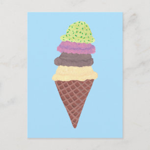 Ice Cream Cone Four Flavors Custom Briefkaarten