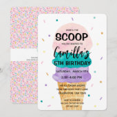 Ice Cream Cone Girl Anniversaire Fête Invitation (Devant / Derrière)