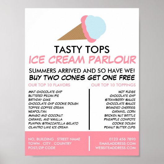 Ice Cream Cone, Ice Cream Parlor Adverteren Poster (Voorkant)