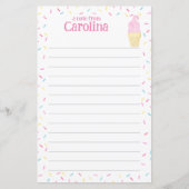 Ice Cream Cone Kinder gevoerde briefschrijfpapier (Voorkant)