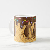 Ice Cream Cone met chocolade Frosting & Sprins Koffiemok (Voorkant links)