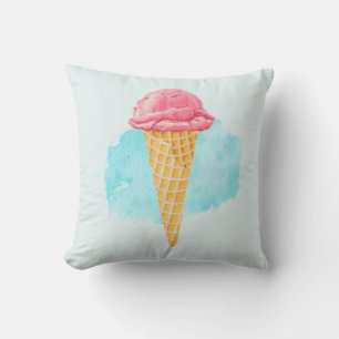 Ice Cream Cone met een blauw schilderplaatje Kussen
