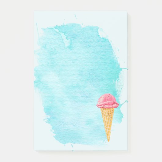Ice Cream Cone met een blauw schilderplaatje Post-it® Notes (Voorkant)