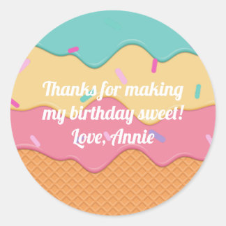 Ice Cream Cone met Sprinkles Fun Favor Box Ronde Sticker