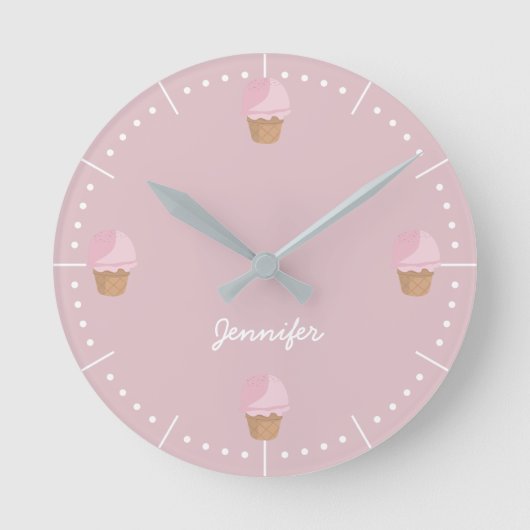Ice Cream Cone Modern Pink Kitchen Ronde Klok (Voorkant)
