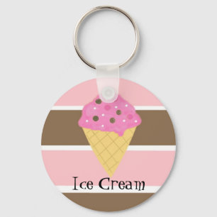 Ice Cream Cone op een Neapolitan Stripe Sleutelhanger