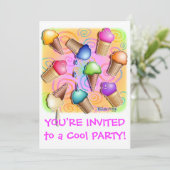 Ice Cream Cone Party-uitnodiging Kaart (Staand voorkant)