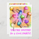 Ice Cream Cone Party-uitnodiging Kaart (Voorkant / Achterkant)