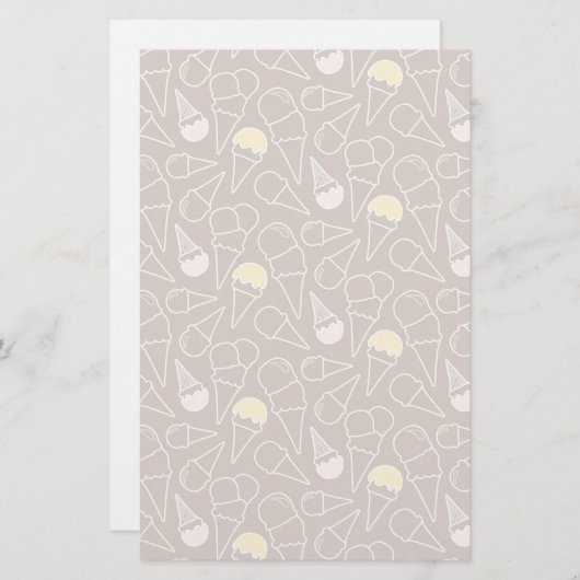 Ice Cream Cone Pattern on Brown Briefpapier (Voorkant / Achterkant)