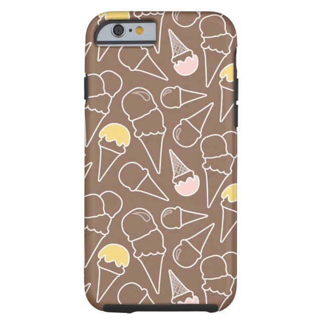 Ice Cream Cone Pattern on Brown Case-Mate iPhone Case (Achterkant)