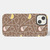 Ice Cream Cone Pattern on Brown iPhone Hoesje (Achterkant horizontaal)