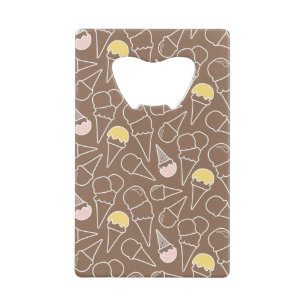 Ice Cream Cone Pattern on Brown Kredietkaart Flessenopener