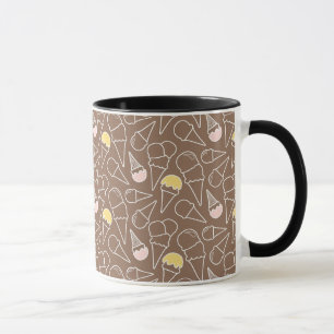 Ice Cream Cone Pattern on Brown Mok