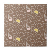 Ice Cream Cone Pattern on Brown Tegeltje (Voorkant)
