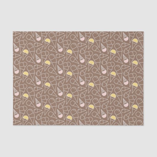 Ice Cream Cone Pattern on Brown Tissuepapier (Voorkant)