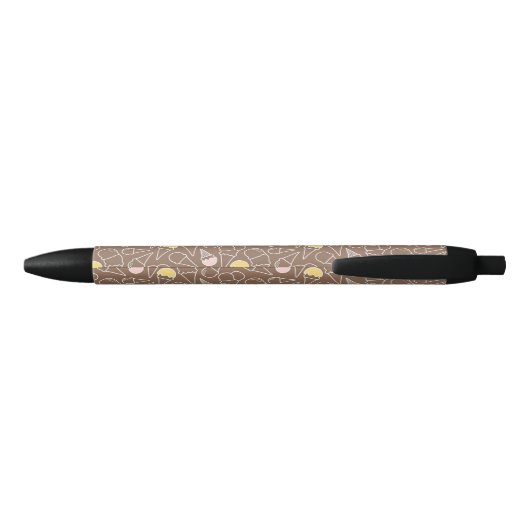 Ice Cream Cone Pattern on Brown Zwarte Inkt Pen (Achterkant)