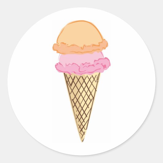 Ice Cream Cone Ronde Sticker (Voorkant)