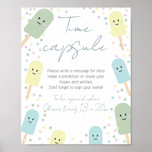 Ice Cream Cone Scoop Birthday Party Time Capsule Poster (Voorkant)