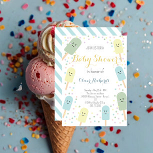 Ice Cream Cone Scoop Confetti Kinder Baby shower Kaart
