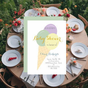 Ice Cream Cone Scoop Kinder Baby shower Kaart