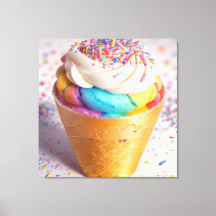 Ice Cream Cone Sprinkles Canvas Afdruk