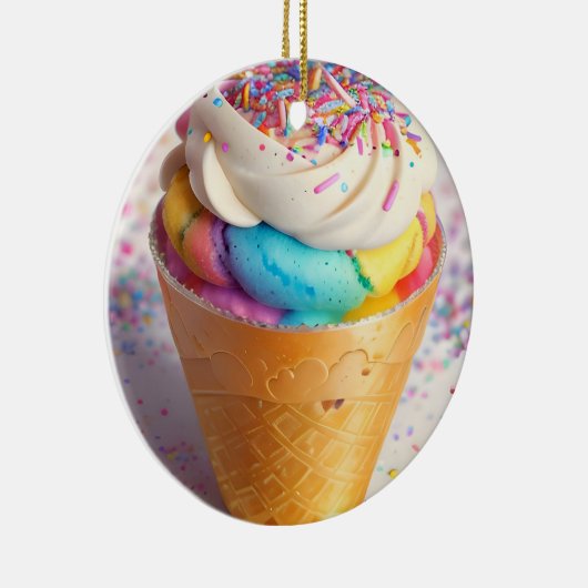Ice Cream Cone Sprinkles Keramisch Ornament (Rechts)