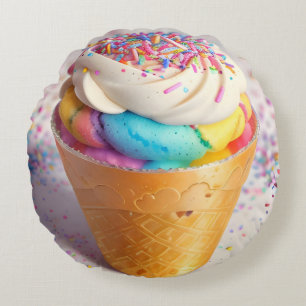 Ice Cream Cone Sprinkles Rond Kussen