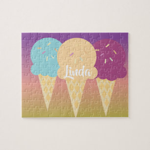 Ice Cream Cone Summer Ombre Rainbow Colorful Kinde Legpuzzel
