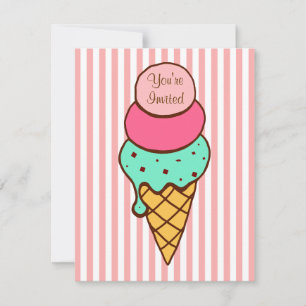 Ice Cream Cone-uitnodiging Kaart