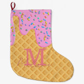 Ice Cream Cone with roze Frosting & Sprins Grote Kerstsok (Voorkant)