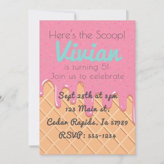 Ice Cream Cone with sprinkles Fun Kaart (Voorkant)