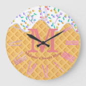 Ice Cream Cone with Vanilla Frosting & Sprinkles Grote Klok (Voorkant)