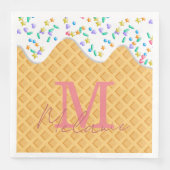 Ice Cream Cone with Vanilla Frosting & Sprinkles Servet (Voorkant)