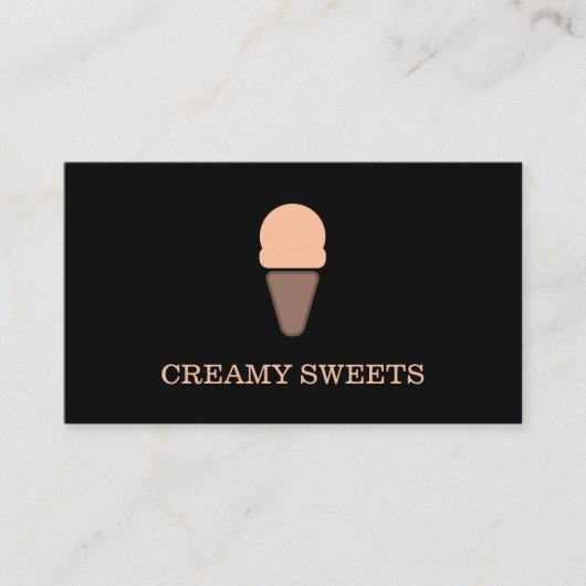 Ice Cream Cone Zwart Sinaasappel Visitekaartje (Voorkant)