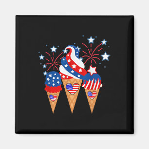 Ice Cream Cones 4th of July Vakantie Patriottisch Magneet