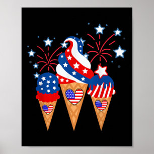 Ice Cream Cones 4th of July Vakantie Patriottisch Poster