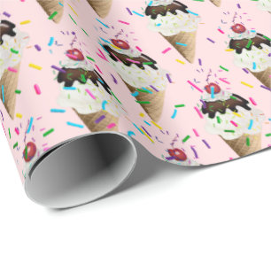 Ice Cream cones and sprinkles wrapt paper Cadeaupapier